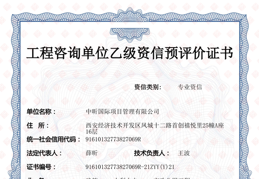 工程咨詢乙級預(yù)評價